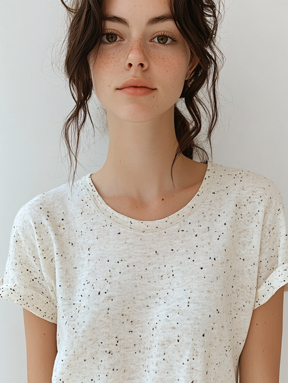 Freckled Woman In White Tee