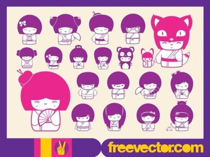 Free Kokeshi s Free Vector