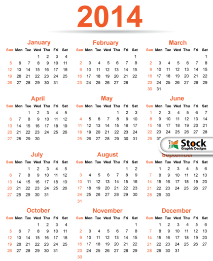 2014 Calendar Template Vector Free