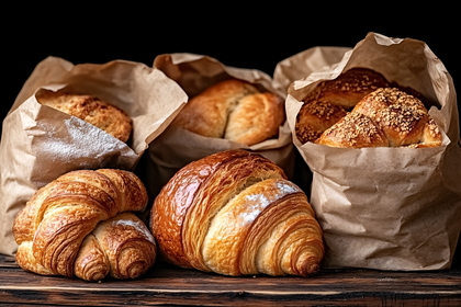 Fresh Baked Bread in Paper Bags