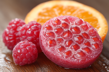 Fresh Raspberries and Orange Slice