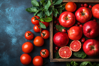 Fresh Red Fruits and Vegetables Arrangement