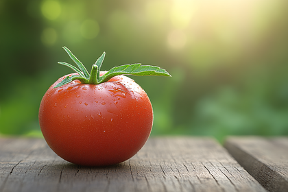 Fresh Red Tomato On Wooden Surface