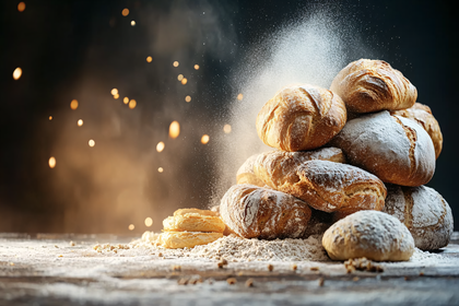 Freshly Baked Bread with Flour Dusting