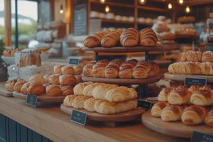 Freshly Baked Croissants Display