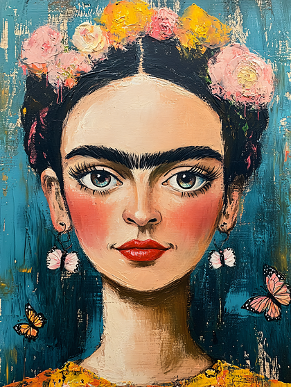 Frida Kahlo Art with Butterflies