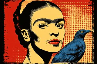 Frida Kahlo Portrait with Blue Bird