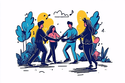Friends Dancing in a Circle