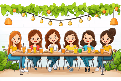 Friends Gathering at Outdoor Cafe