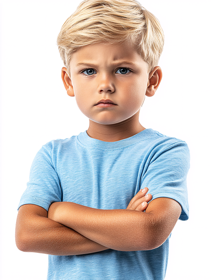 Frowning Boy With Arms Crossed