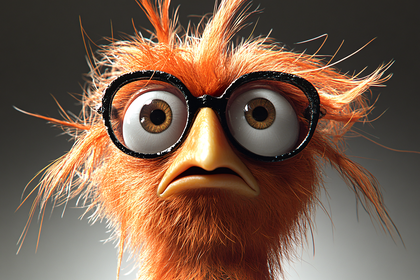 Frowning Orange Bird with Glasses