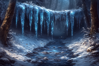 Frozen Stream Icicles