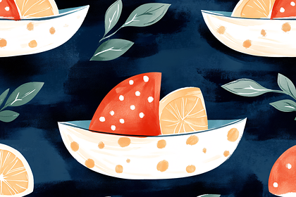 Fruit Bowls Boats Pattern