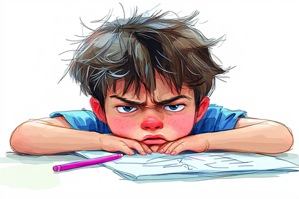 Frustrated Boy With Homework