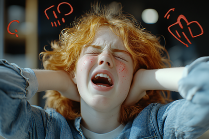 Frustrated Girl Covering Ears