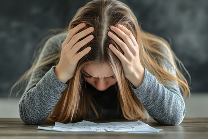 Frustrated Woman at Desk