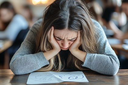 Frustrated Woman Resting Head on Hands
