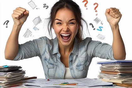 Frustrated Woman with Documents