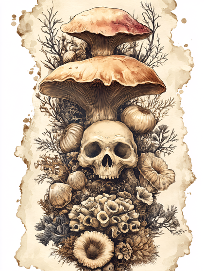 Fungal Skull Still Life