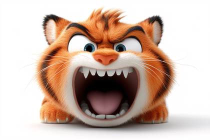 Furious Cartoon Tiger Roaring