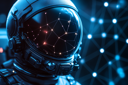 Futuristic Astronaut Helmet with Network Reflection