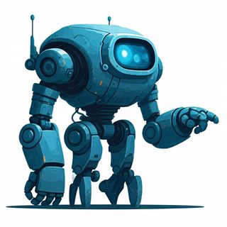 pointing blue robot