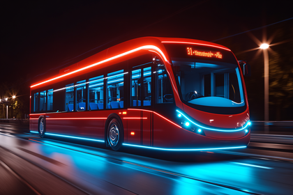 Futuristic Bus at Night