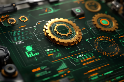 Futuristic Circuit Board with Gears