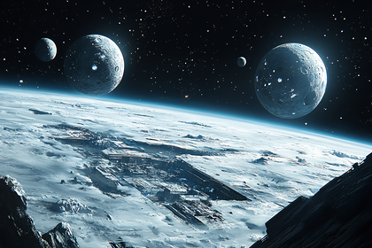 Futuristic Lunar Cityscape with Planetary View