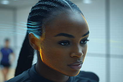 Futuristic Portrait Of A Woman With Data Lines