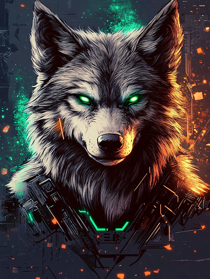 Futuristic Wolf Portrait