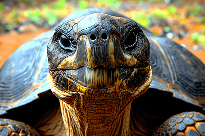 Galapagos Tortoise Face Close-Up