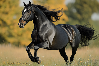 Galloping Black Horse