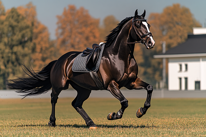 Galloping Chestnut Horse with Saddle