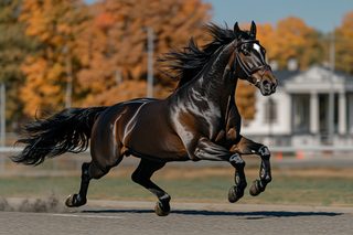 Galloping Dark Bay Horse