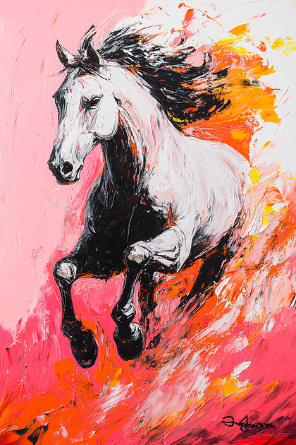 Galloping Horse in Abstract Style
