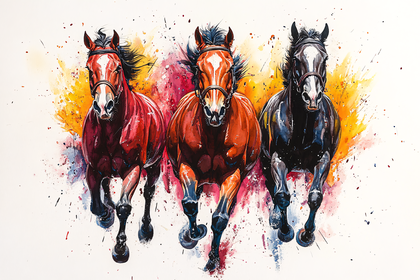 Galloping Horses Watercolor
