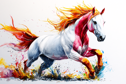Galloping Watercolor Horse