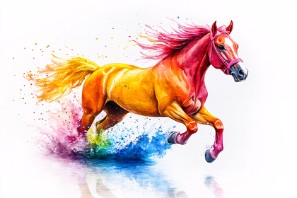 Galloping Watercolor Horse