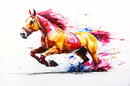 Galloping Watercolor Horse