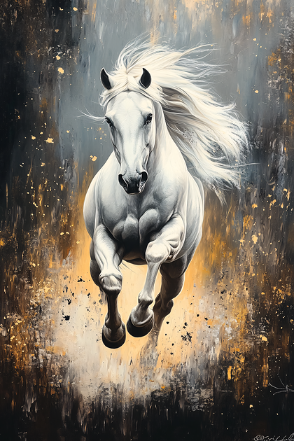 Galloping White Horse