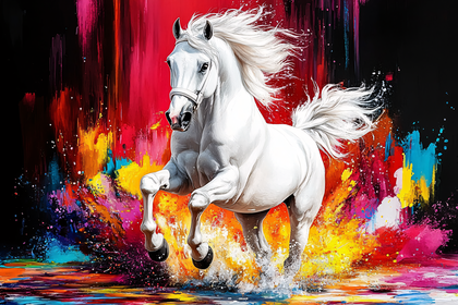 Galloping White Horse