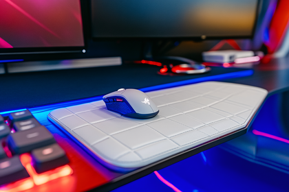 Gaming Mouse and Mousepad on Desk