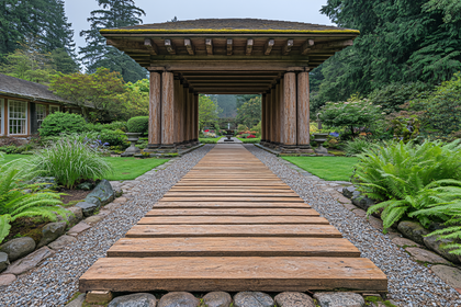 Garden Path to Wooden Gazebo