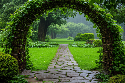 Garden Path Under Vine Arch