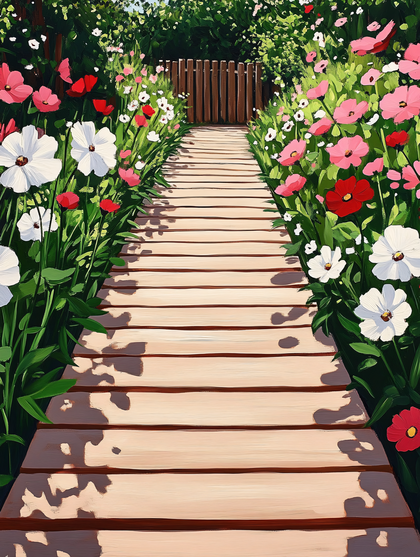 Garden Path with Blooming Flowers