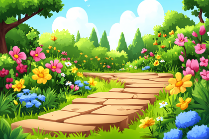 Garden Path With Flowers