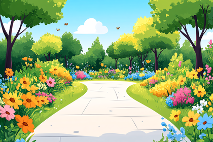 Garden Path With Flowers