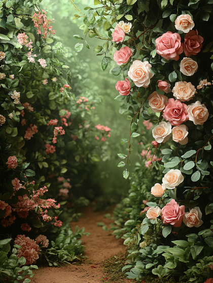 Garden Path With Roses