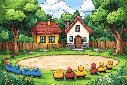 Garden Theater Cartoon Scene